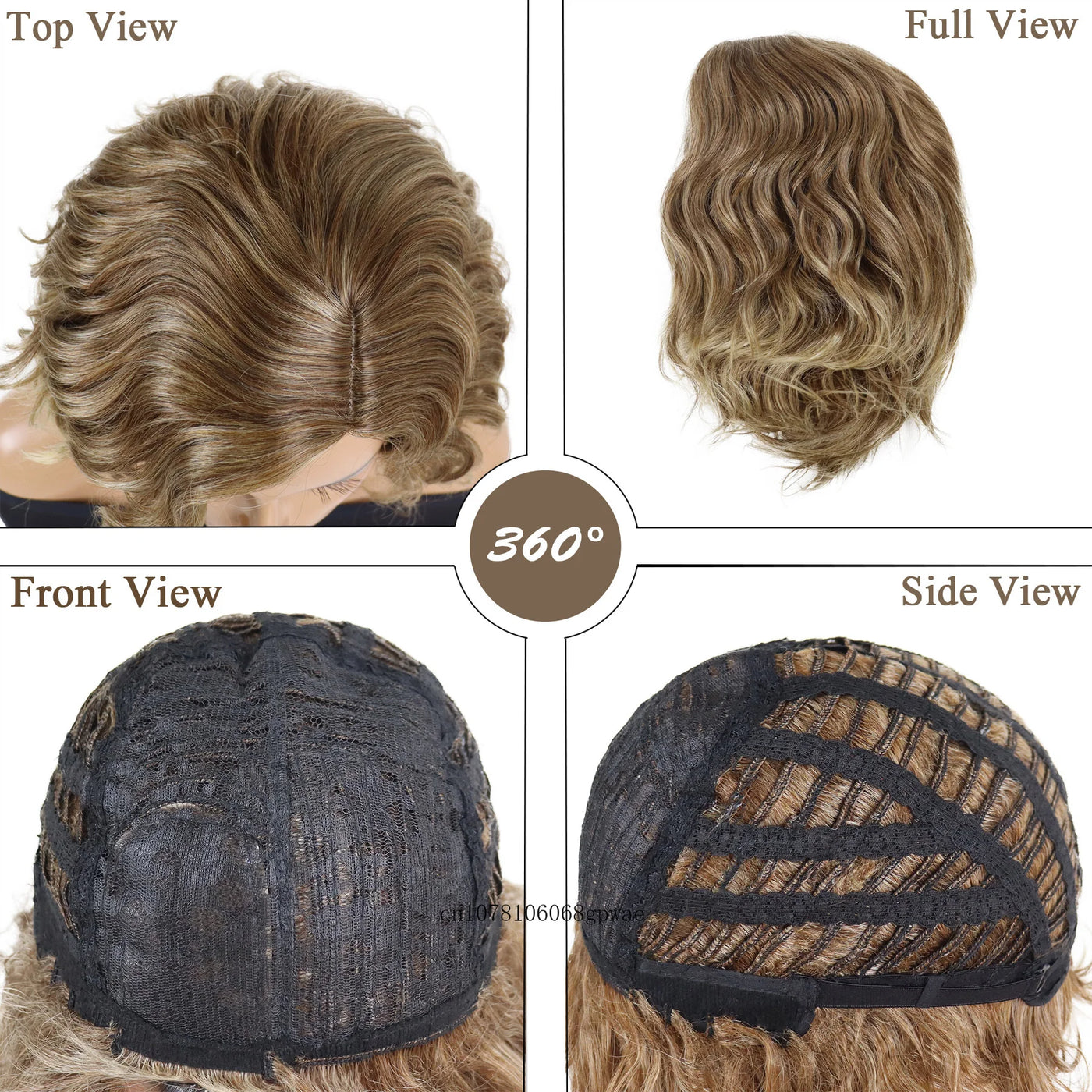 Brown Natural Wavy Real Hair Wig