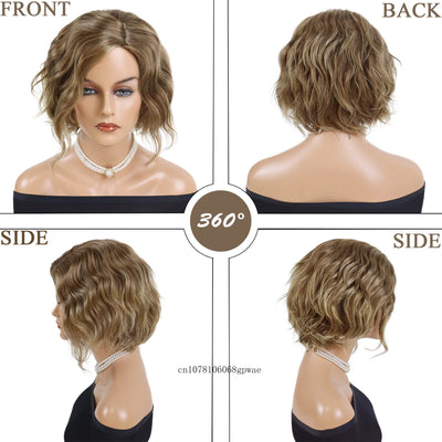 Brown Natural Wavy Real Hair Wig