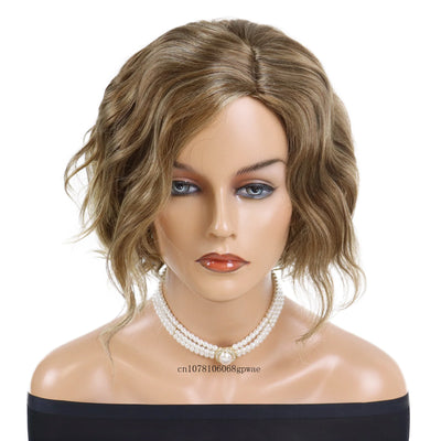 Brown Natural Wavy Real Hair Wig