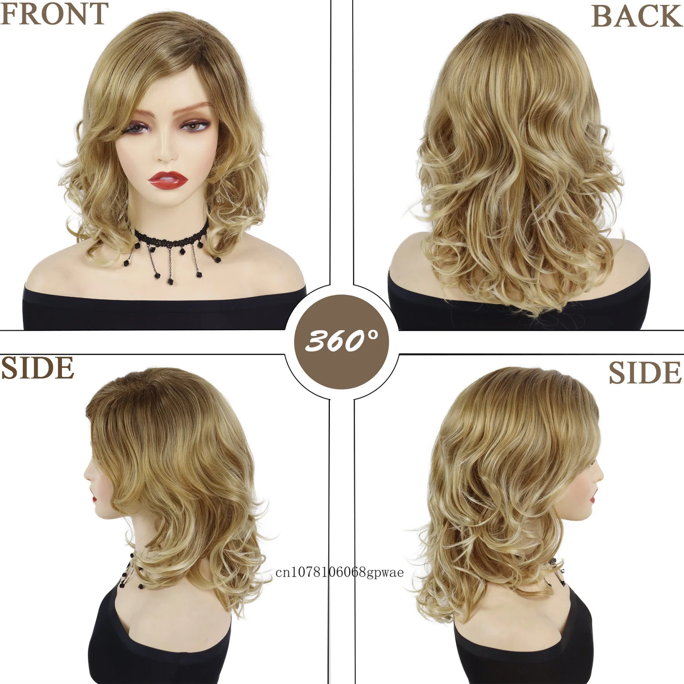 Blonde Shoulder-Length Layered Wig