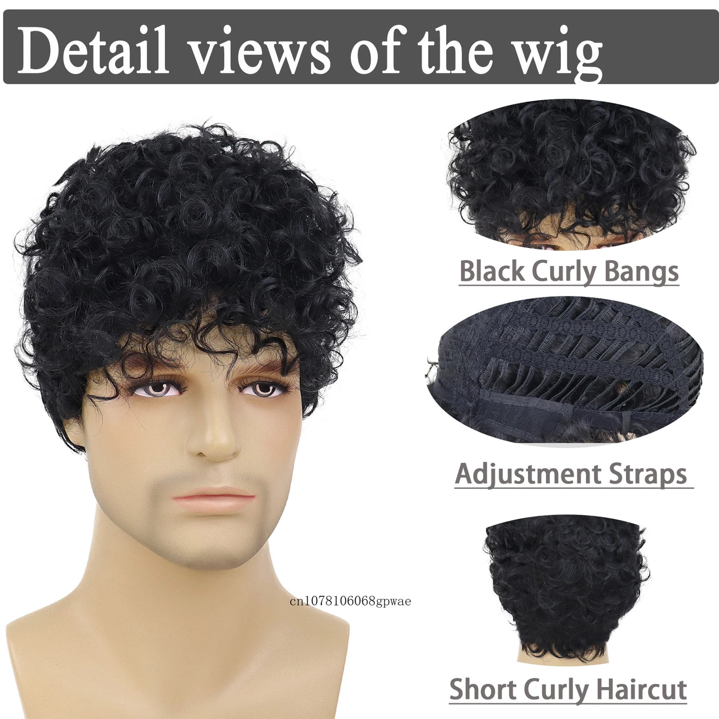 Afro Kinky Krullend Echt Haar Pruik voor Mannen