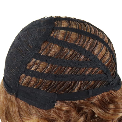 LuxBlonde: Real Hair Curly Wig with Bangs