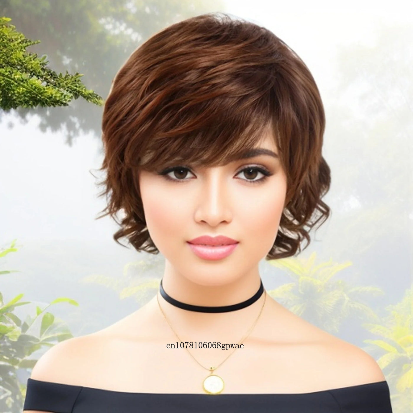 Short Brown Bob Wig with Bangs - Real Hair, Daily & Party