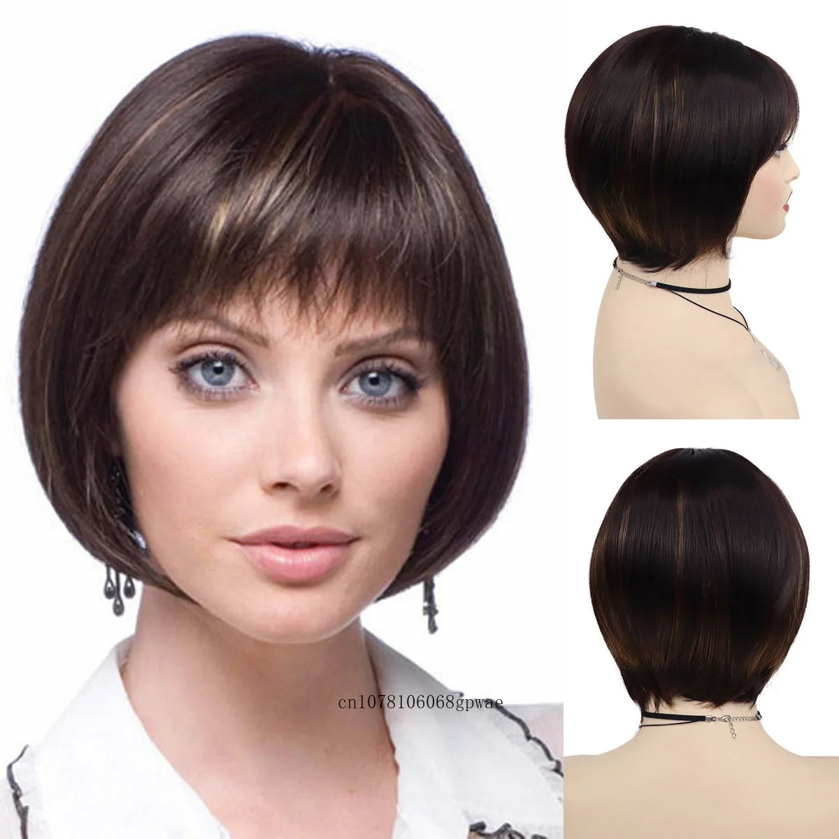 BrownElegance: Echte haar bob pruik met pony