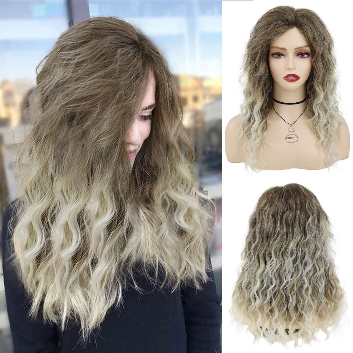 BlondeWave: Ash Blonde Curly Real Hair Wig