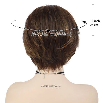 Seductress: Real Hair Brown Short Wig with Bangs: