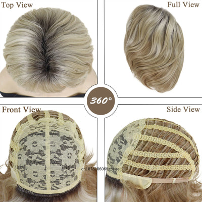 Bob Cut Natuurlijk Synthetisch Haar Pruik Blonde Pruiken met Pony voor Vrouwen Lady Dagelijkse Kleding Feest Verstelbare Kapmaat Hittebestendig