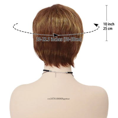 Pixie Cut Real Hair Wig - Short Straight with Bangs