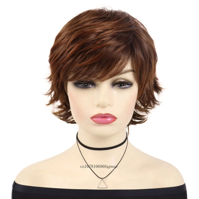 Short Brown Bob Wig with Bangs