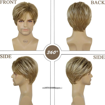 Blonde rechte pruik van echt haar voor mannen