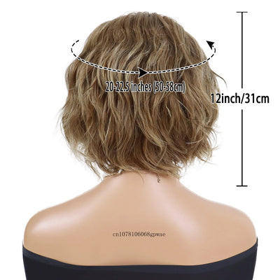 Brown Natural Wavy Real Hair Wig