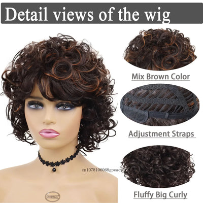 CurlyCrown: Natural Afro Brown Wig