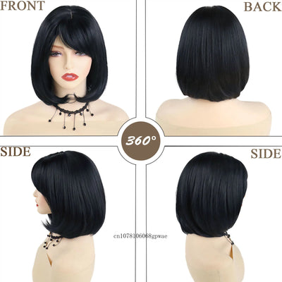 BlackBob: Real Hair Short Wig with Bangs