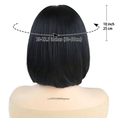 BlackBob: Real Hair Short Wig with Bangs