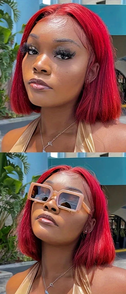 Red HD Lace Bob Wig