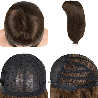 ElegantChic: Real Hair Brown Bob Wig with Bangs