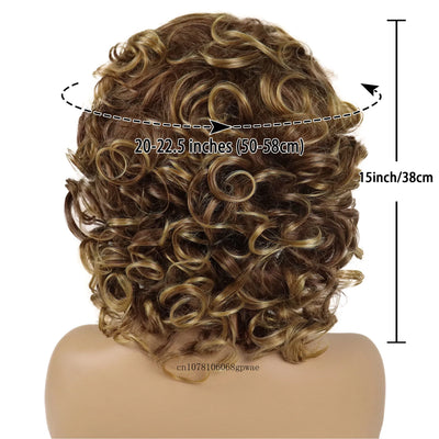 LuxBlonde: Real Hair Curly Wig with Bangs