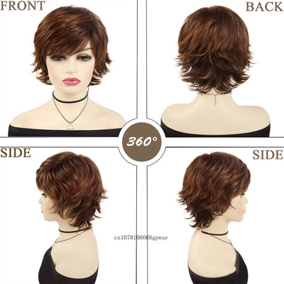 Short Brown Bob Wig with Bangs