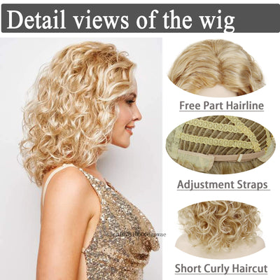 Blonde Afro Curly Short Bob Wig - Fluffy & Breathable